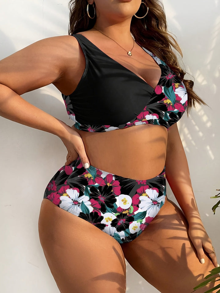 Mila | Zweiteiliges Bikini-Set mit Blumendruck und hoher Taille